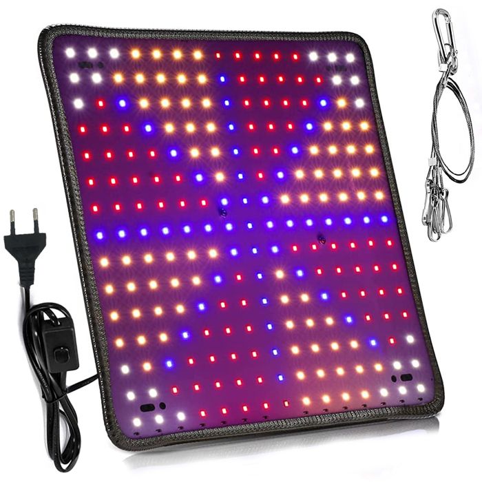 Lampe 256 LEDs Plante Croissance Panneau Full Spectrum78Rouge+47Bleu+76Blanc Chaudavec CrochetSemis/Légumes en Intérieur