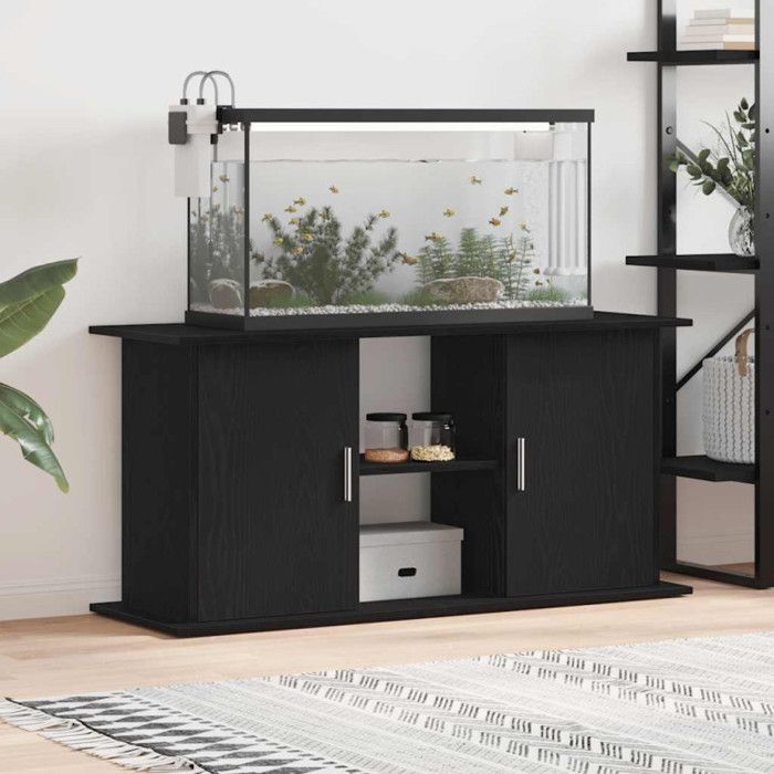 Support daquarium - Chêne noir - 121x41x58 cm - Bois dingénierie - Montage facile