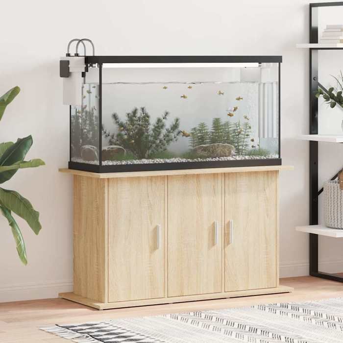 Support daquarium en bois dingénierie - vidaXL - 101x41x58 cm - Chêne sonoma - 6 compartiments