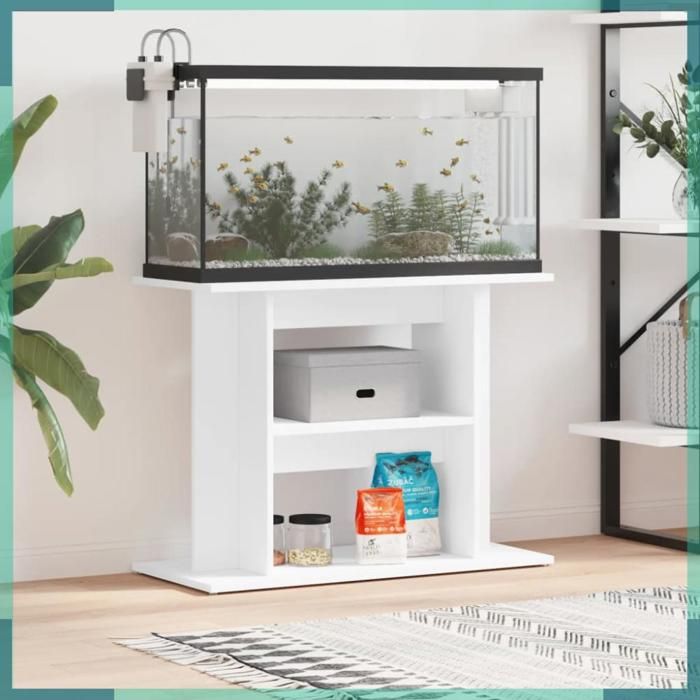 ASHATA Support pour aquarium blanc 80x35x60 cm bois dingénierie -FHE833575