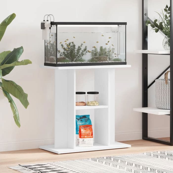 Support pour aquarium - vidaXL - Blanc - 60x30x60 cm - Bois dingénierie - Trois niveaux de rangement - Robuste