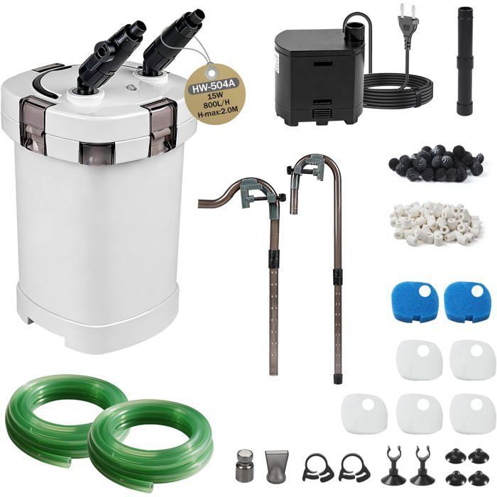 Pompe externe pour aquarium - ZVVN - Débit 800L/H - 15W - Filtration 3 étapes - Pour réservoir jusquà 300L