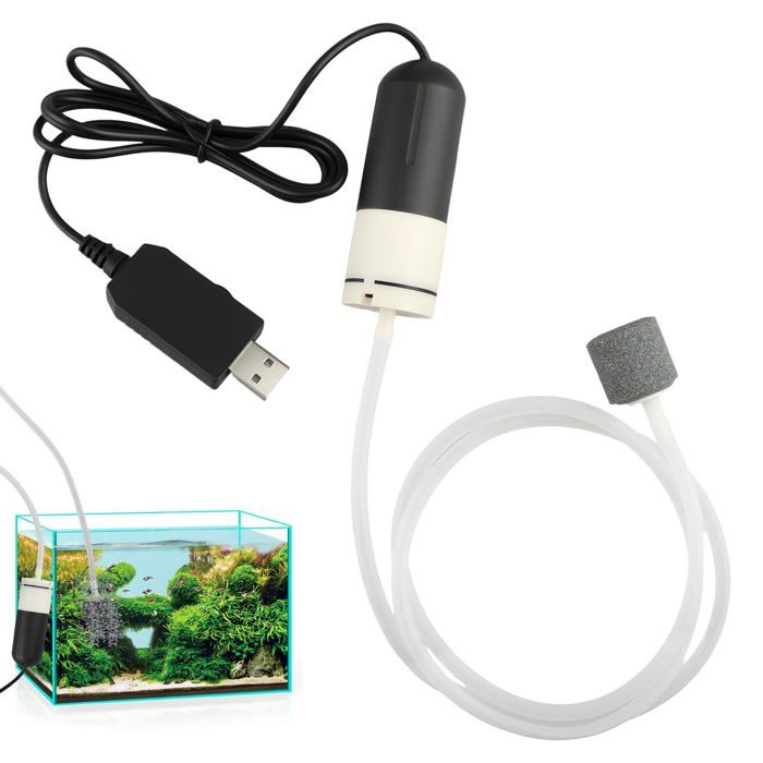 Mini Pompe à Air USB pour Aquarium - Bulleur Silencieux et Économe Portable pour Bassin dEau Douce/Marine Facile à Installer