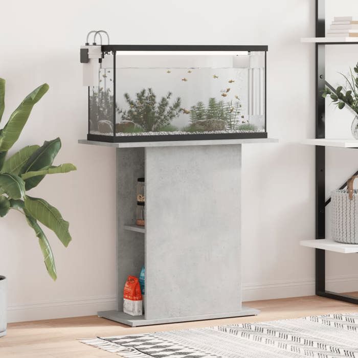 Support pour aquarium - vidaXL - Gris béton - 75x36x725 cm - Bois dingénierie - Rangement intégré - Design élégant