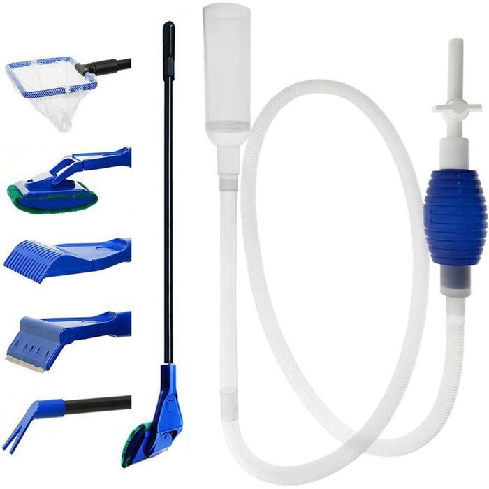 Kit de nettoyage pour aquarium : outils grattoirs à algues  aspirateur à siphon pour le changement deau (kit de nettoyage).