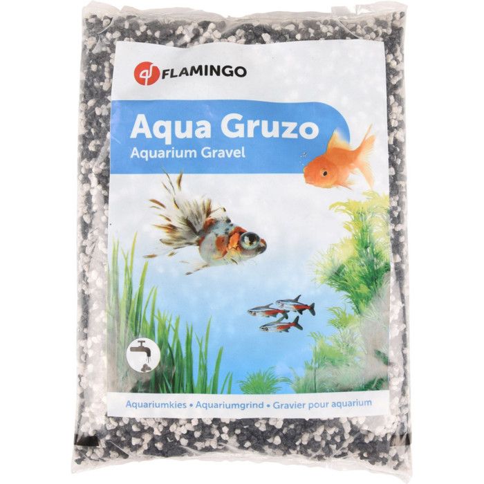 Gravier Gruzo Fin Noir Blanc 1kg pour aquarium - Flamingo