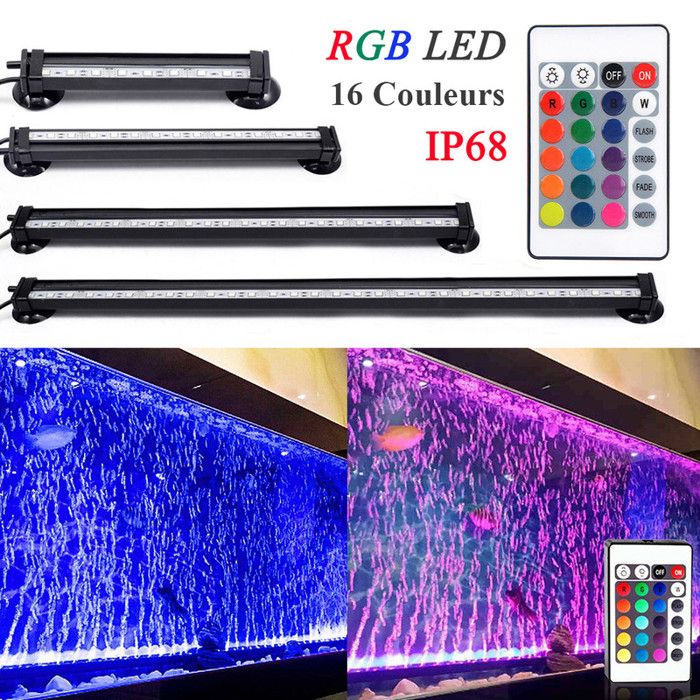LED Eclairage Aquarium - 46CM - Étanche Lampe Tube Dimmable avec Télécommande 5050 RGB Fish Tank Lumière - pour Plante Poisson