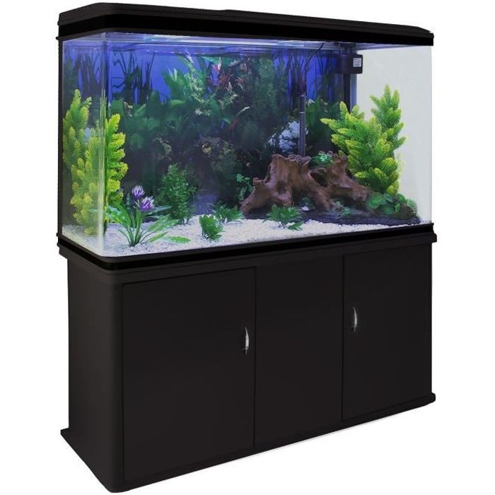 Aquarium 300 Litres - Noir - Kit de démarrage - Graviers Blanc