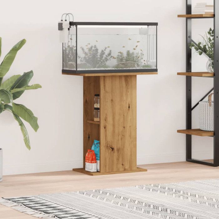 Support pour aquarium - Chêne artisanal - 36x605x725 cm - Bois - Montage facile