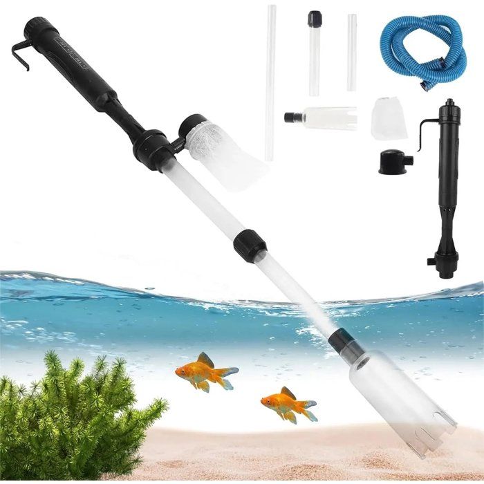 Nettoyeur de sable électrique pour aquarium avec bouton de pression dair et régulateur de tuyau deau permettant déliminer