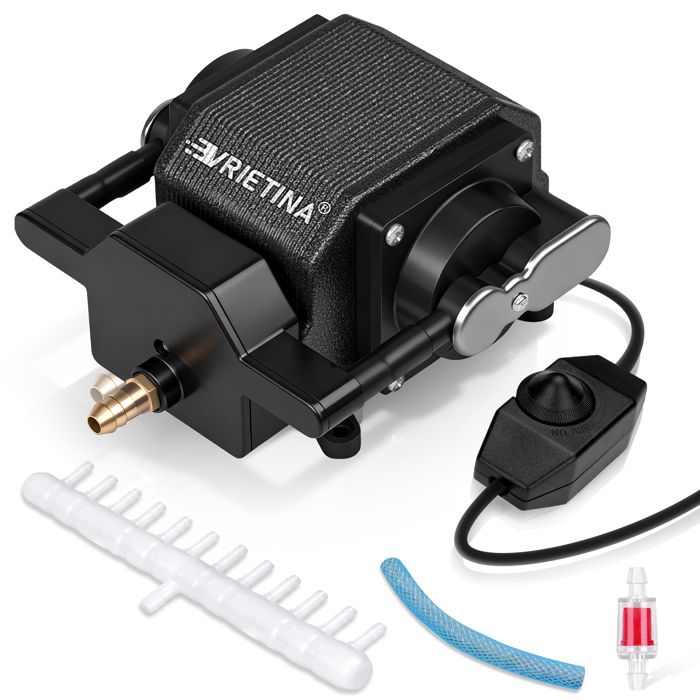 40W Pompe à Air d’aquarium 4800 L/H 45 kPa 12 Sorties Boîtier en Aluminium Vitesse Réglable Débit 80 L/min