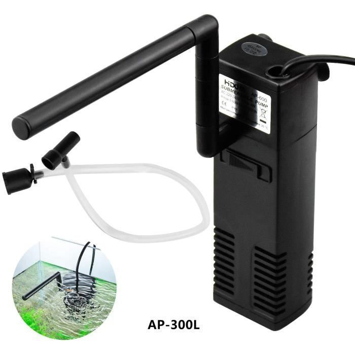 Filtre Intérieur pour AquariumRéglable Pompe Filtre Interneavec Éponges FiltrantesUtilisation et Maintenance SimplenoirAP-300L