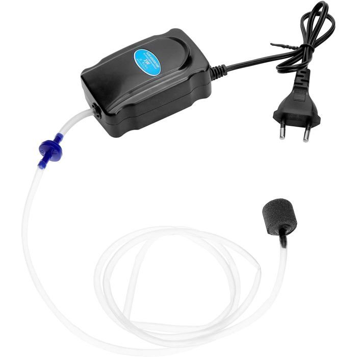 Pompe à air silencieuse pour aquarium - Kit complet - 2 L/min - 3 W - Capacité : 5 à 300 L