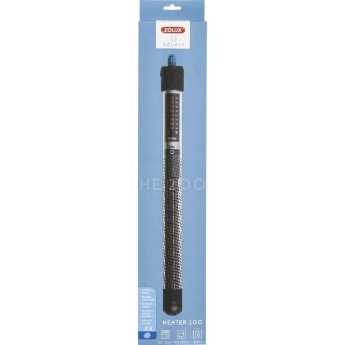 Chauffage pour aquarium - Zolux - 200W - Température réglable jusquà 34°C - Noir - Poisson deau de mer