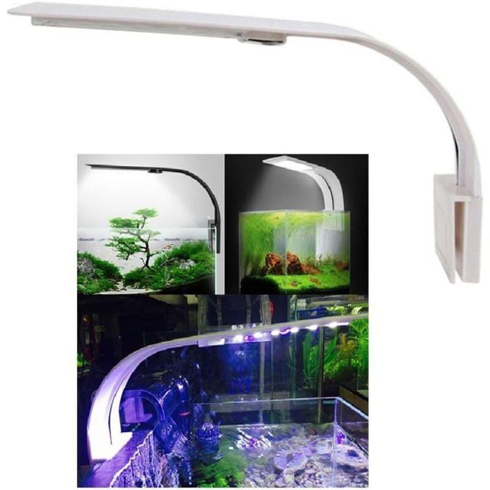 Lumiere Aquarium Lampe LED Eclairage Blanc et Bleu Nano à Clip pour Poisson Plantes 23-50 cm
