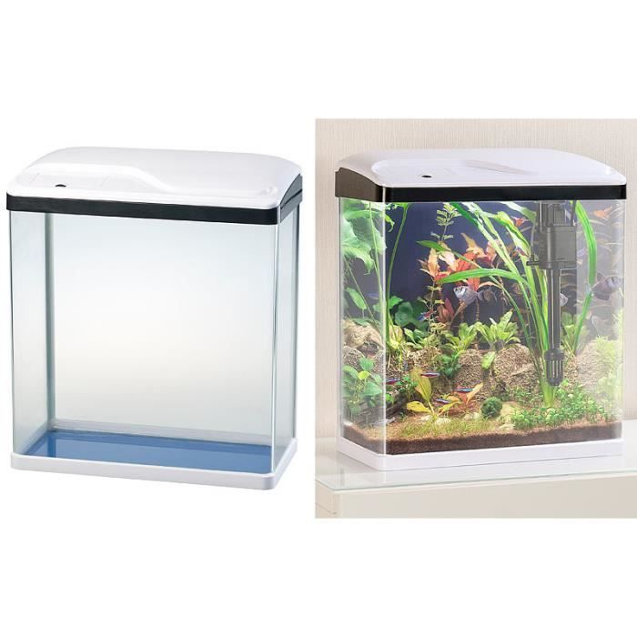 Aquarium complet - SWEETYPET - Nano - 25 L - Éclairage LED - Blanc et bleu - Filtre inclus