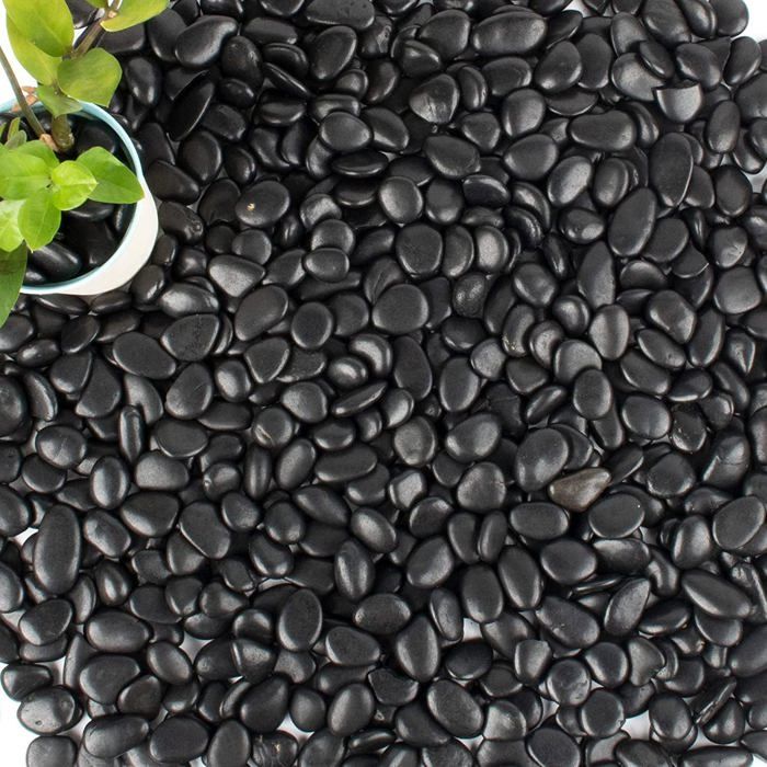 Pierres noires polies pour allées de jardin - Pierres décoratives - Convient aux aquariums et aux allées - 10-20 mm - 1 kg