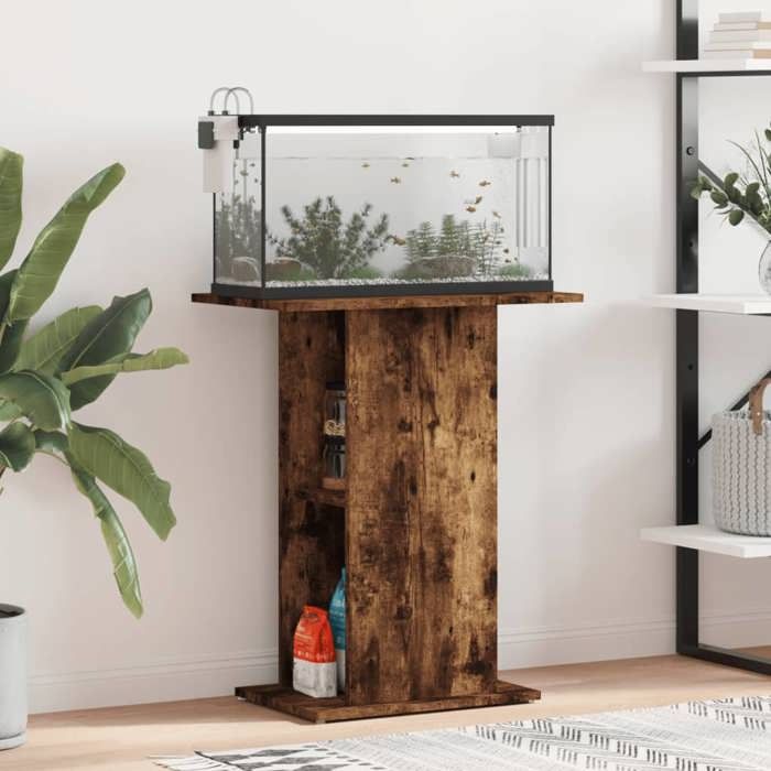 Meuble pour Aquarium-Support daquarium chêne fumé 605x36x725 cm bois dingénierie SHL13911