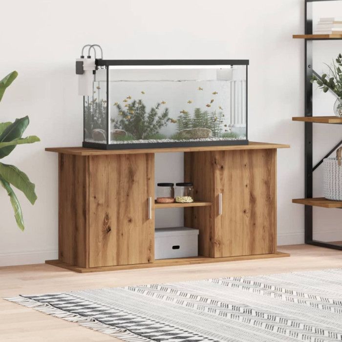 Support daquarium - Chêne artisanal - 121x41x58 cm - Bois dingénierie - Montage facile