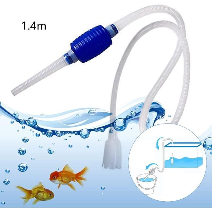 Siphon aquarium - Aspirateur Gravier - 140 cm - Bleu - Nettoyage Manuel - Changement deau facile