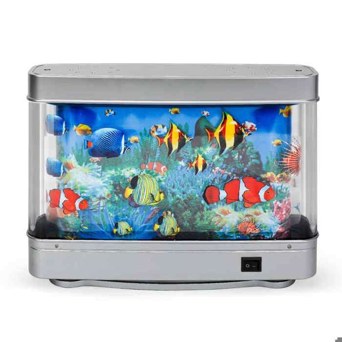 Aquarium avec éclairage LED et système d’autopurification 30x23x7cm multicolore