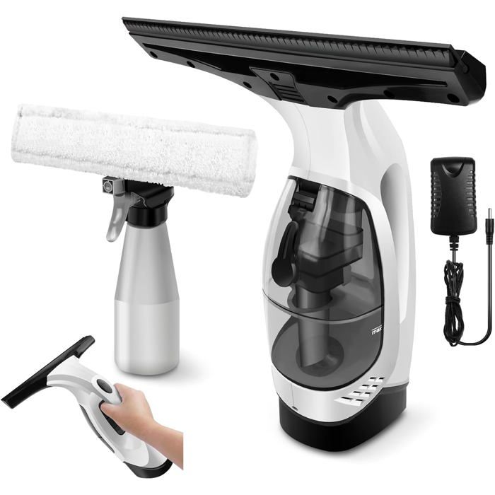 Essuie-glace - lave-vitres - raclette à vitres - lave-vitres - Aspirateur à vitres sans fil - réservoir deau vaporisateur avec