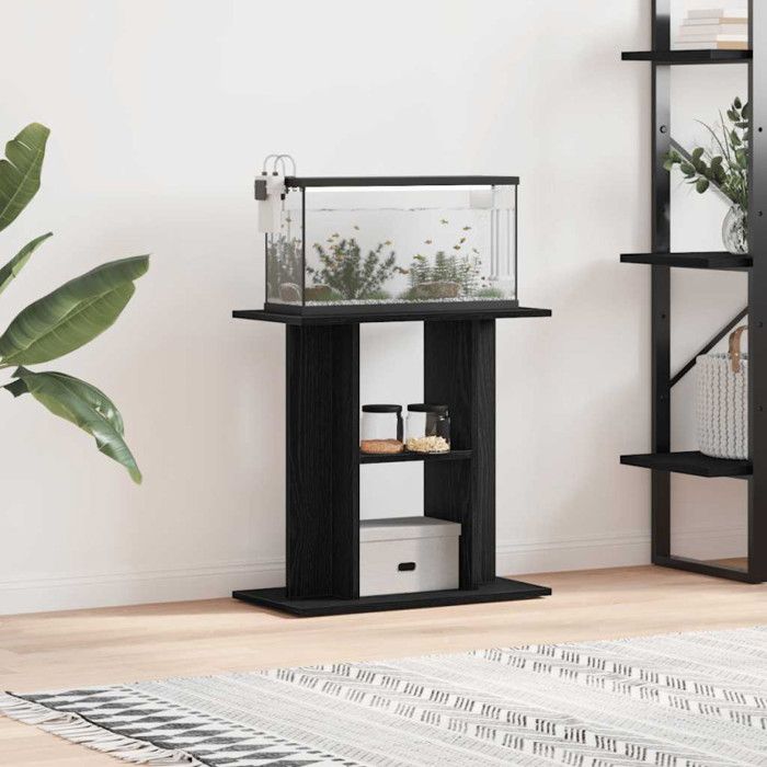 Support pour aquarium chêne noir 60x30x60 cm bois d ingénierie