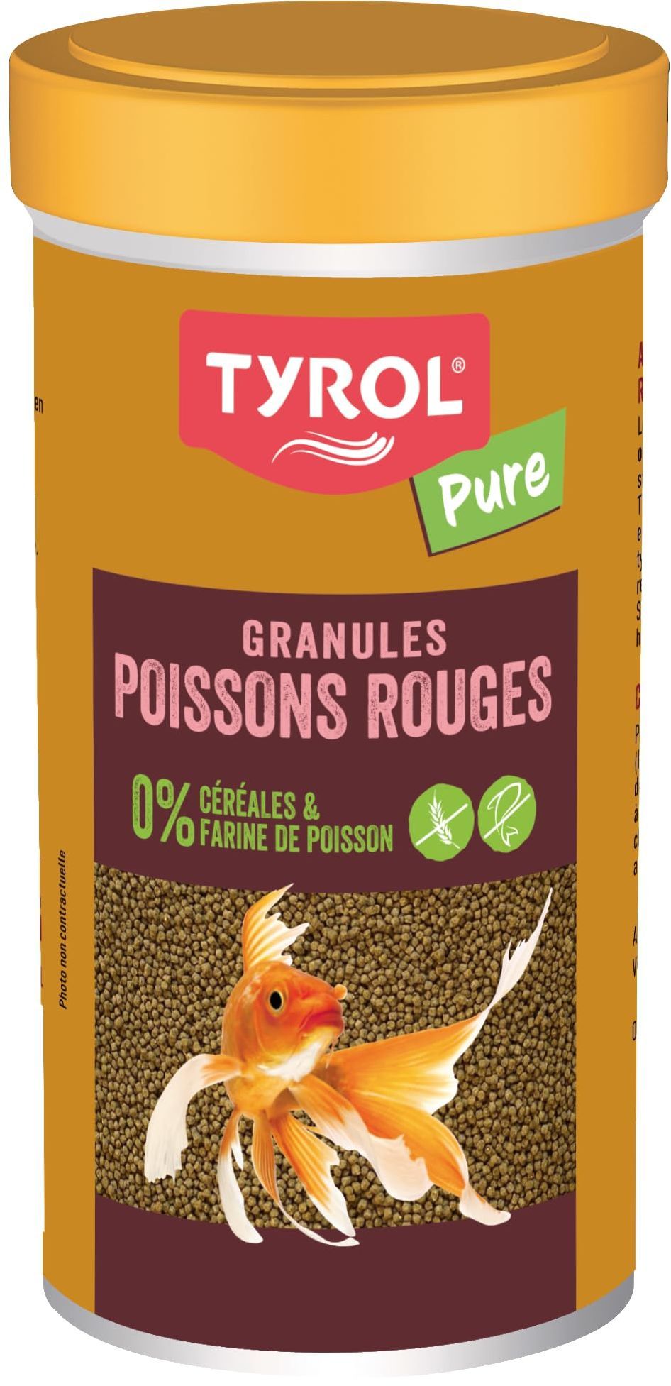 Aliment poisson - TYROL - Granulés insectes pour poissons rouges - 250 ml - 4 insectes sans colorants sans céréales
