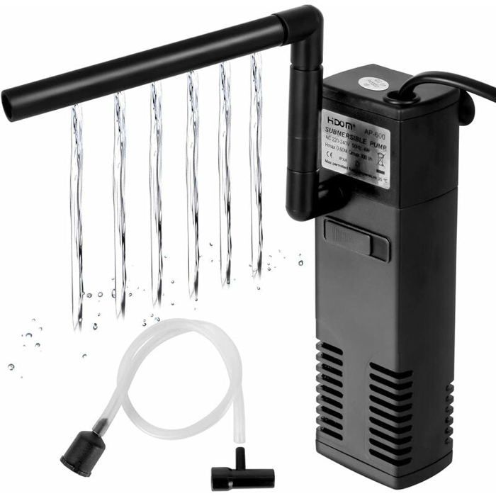 Filtre Aquarium à Débit d’Eau 4 W 600L/H Filtre Interne pour Aquarium 60L Filtre Pompe Aquarium avec Éponges Filtrantes pour