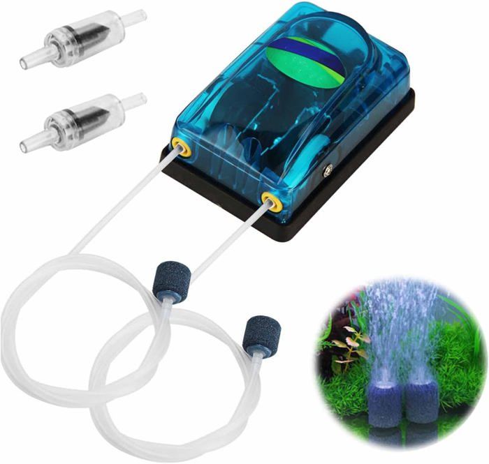 Pompe à Air Aquarium - KCVV - Silencieuse - 2 Tuyaux - Clapet Anti-Retour - Oxygénation Optimale