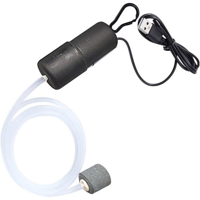 Pompe à Air Aquarium Mini USB Bulleur Aquarium Pompe à Oxygène pour Poisson Réservoir avec Un Pierre à Bulles