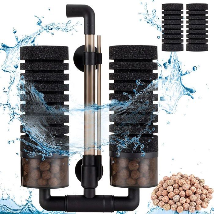 Filtre daquarium 57L-208L double éponge de filtration intérieure immergée (M)