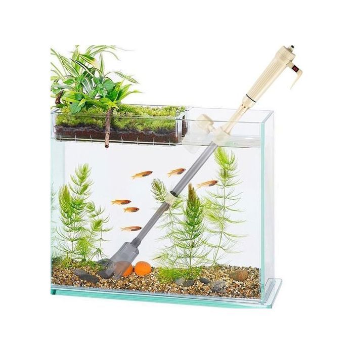 Aspirateur siphon électrique pour aquarium - 4 en 1 - Aspiration du gravier - Pompe de vidange - Nettoyage des vitres