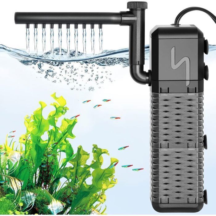 Filtre Aquarium Réglable 800L/H Pompe Aquarium Ultra-Silencieux Filtre Intérieur Aquarium Convient aux Aquariums Jusquà 250L .