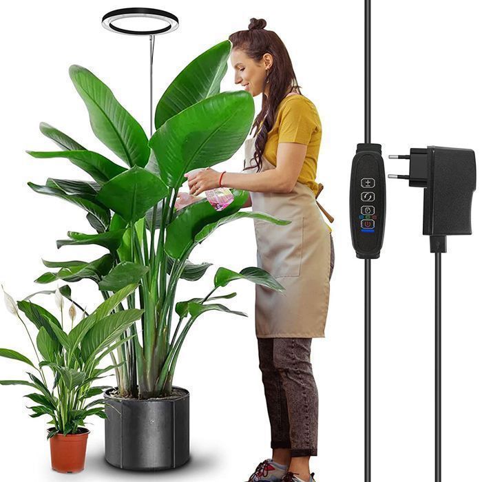 Lampe Horticole Avec Anneau 160 LEDs Spectre Complet (380-800nm)Hauteur réglable 35-155cmMinuterie Auto 3/9/12H9 Niveaux(Prise）
