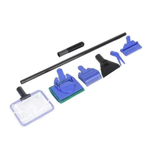 Ensemble doutils de nettoyage 5 en 1 pour aquarium brosse râteau à gravier filet fourchette éponge