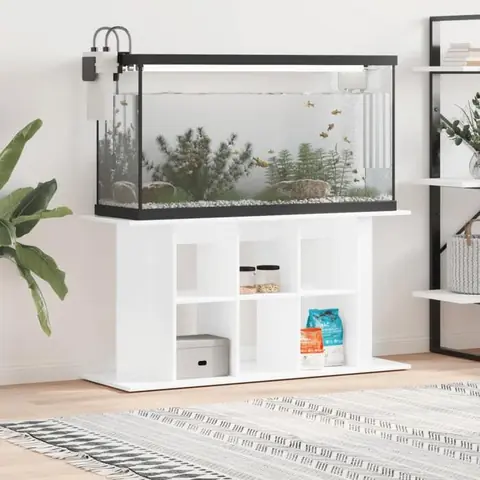 Support daquarium - vidaXL - Blanc brillant - 120x40x60 cm - Bois dingénierie - Espace de rangement - Design élégant