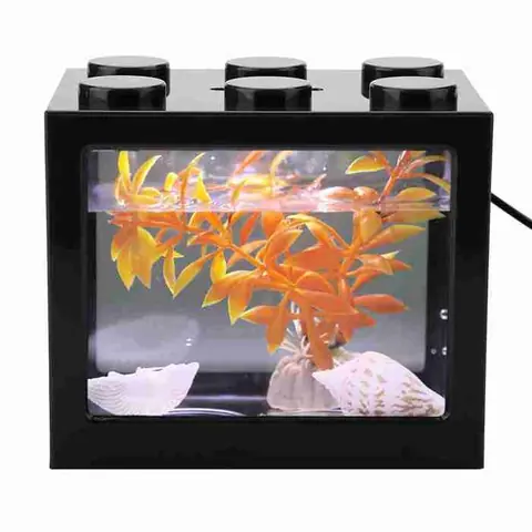 PAI Aquarium complet avec pompe filtre et éclairage LED environ 12 * 8 * 10.5cm (noir) CQ003