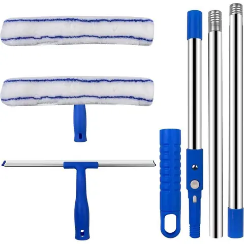 2 En 1 Kit Raclette Vitre Professionnel -Telescopique Balai Raclette Sol 120cm Manche Telescopique pour Nettoyer Vitres