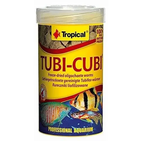 Nourriture pour poissons - TROPICAL - TUBI CUBI - Lyophilisée 100% naturelle - Riche en protéines - Moins de 1 kg