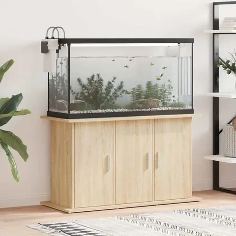 Support daquarium en bois dingénierie - vidaXL - 101x41x58 cm - Chêne sonoma - 6 compartiments