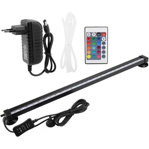 100-240V Lampe LED pour aquarium - Lampe à changement de couleur de télécommande colorée - Lampe à bulles sous-marine - 46cm - EU