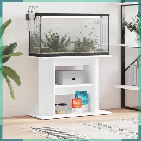 ASHATA Support pour aquarium blanc 80x35x60 cm bois dingénierie -FHE833575