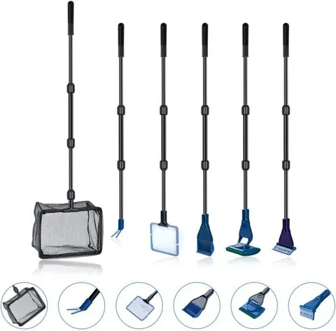 Kit de nettoyage 6 en 1 pour aquarium en verre ensemble doutils pour épuisette pour lentretien des aquariums domestiques