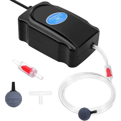 Pompe à Air Aquarium 3W /8W Réglable Puissante Double Sortie Bulleur Aquarium pour Aquarium 5 à 300 L Ultra Silencieuse avec