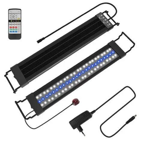Hengda LED Aquarium Dimmable avec Télécommande Éclairage pour Plante Poisson50.5cm55-80CM Extensible Lampe