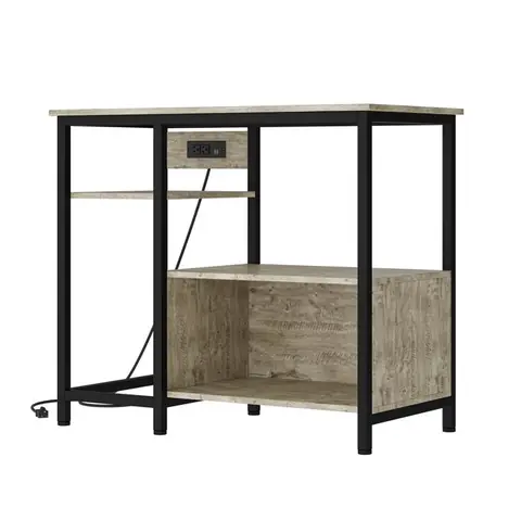Support Aquarium Avec Prises Électriques Meuble Métal Et Bois 4 Étagères Pour Aquarium 93x48x78 cm Gris