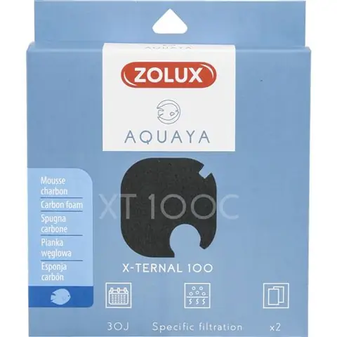 Filtre pour pompe x-ternal 100, filtre XT 100 C mousse charbon x 2. pour aquarium.