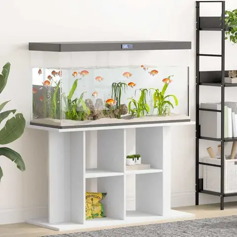 vidaXL Support pour aquarium Blanc 100x40x60 cm Bois d’ingénierie Meuble pour aquarium avec rangement 833583