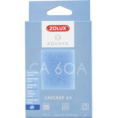 Filtre pour pompe cascade 60, filtre CA 60 A mousse bleue medium x2. pour aquarium.